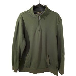 Club Room 1/4 zip sweatshirt. Front pockets. Size L. Dark olive green.